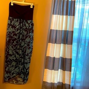 Long halter dress. Medium. Black & Teal. Brand unknown.